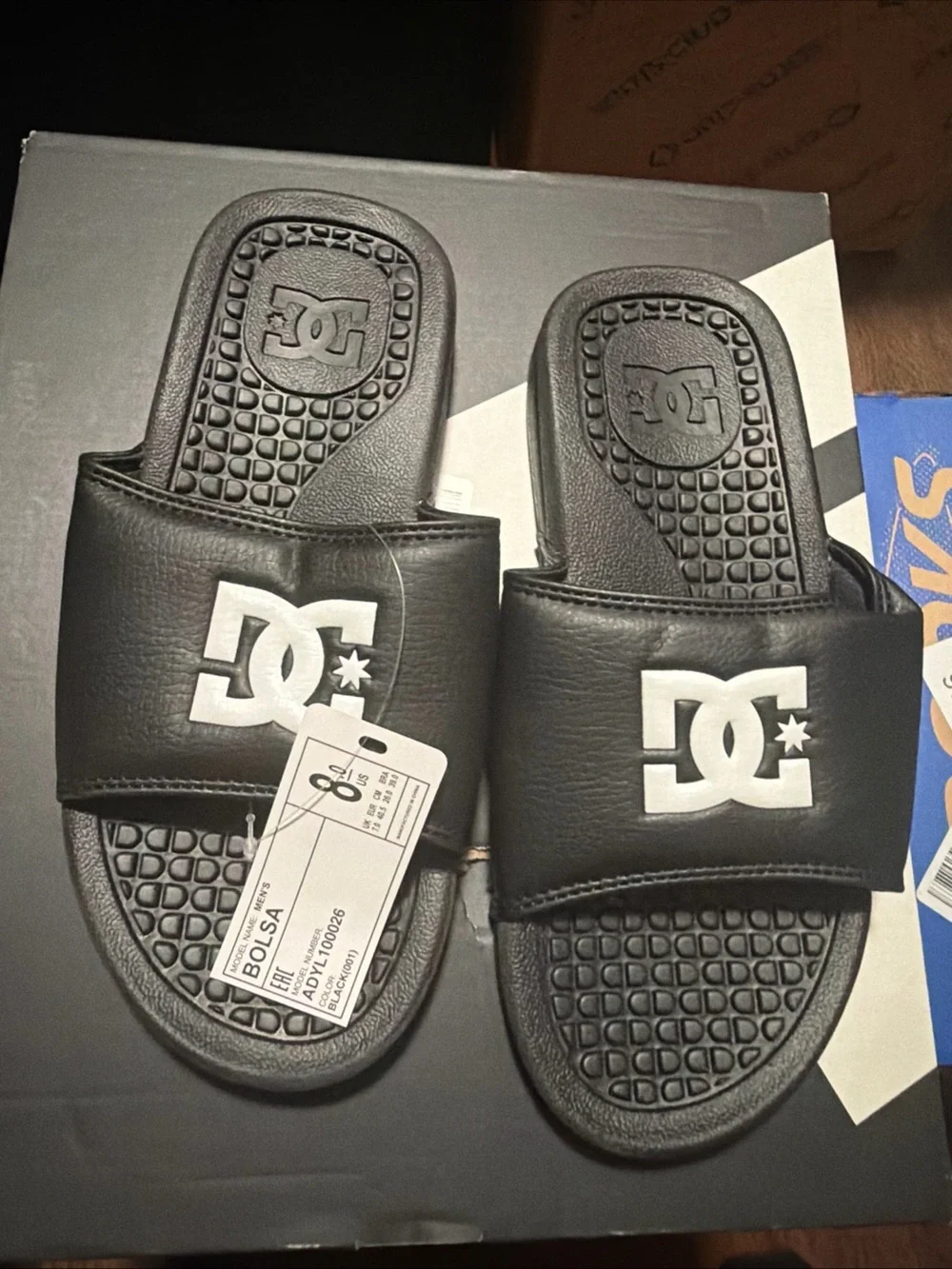 DC Shoes Bolsa Mens Slide Sandals Black White